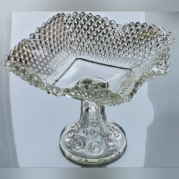 1950s L.E. Smith Diamond Point Ruffle Edged Compote - Picture 4 of 16